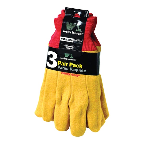Wells Lamont Handy Andy Men's Indoor/Outdoor Chore Gloves Yellow One Size Fits All 3 pair 300F - main